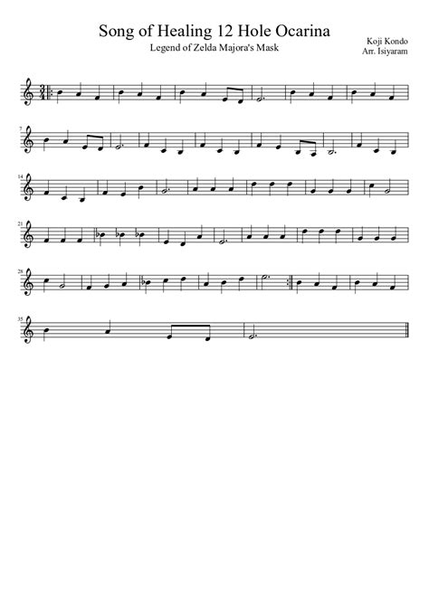 12 hole ocarina sheet music.